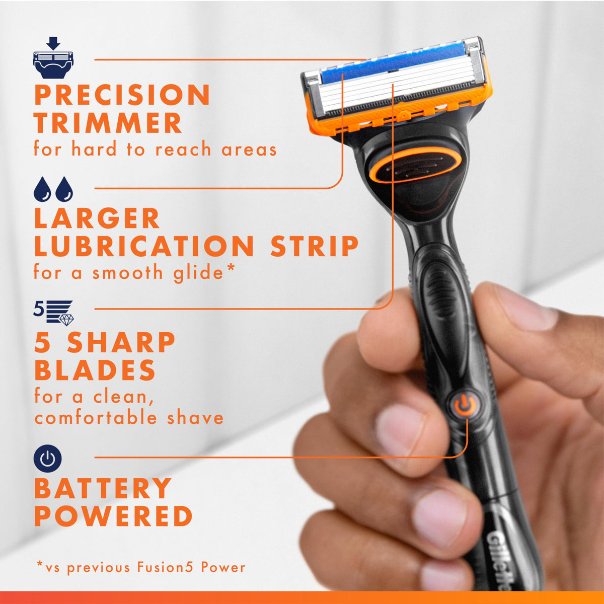 5-Blade Razor Refills with Precision Trimmer, 6 Count V4560