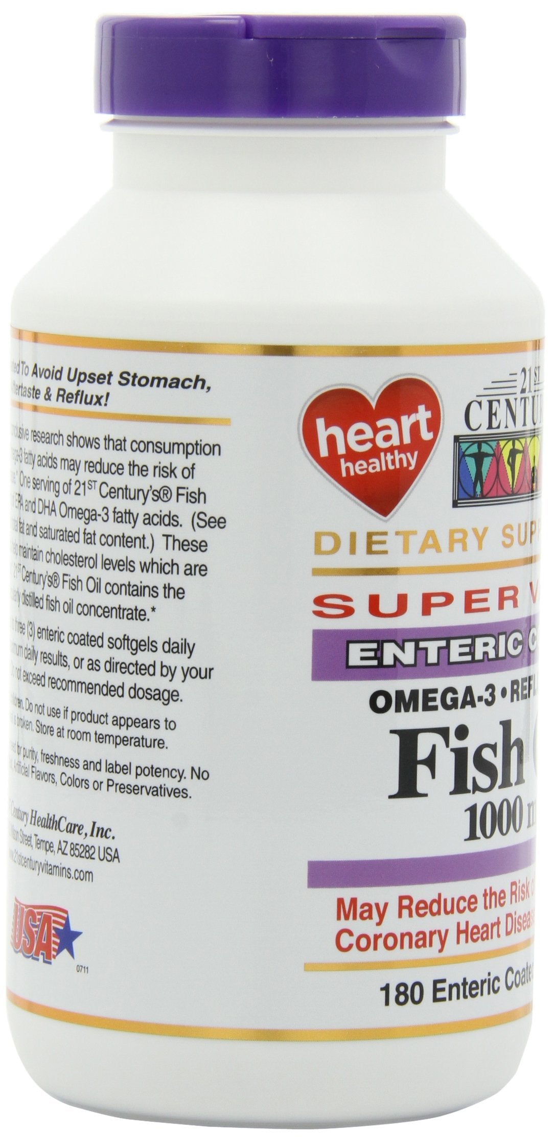 Fish Oil 1000 mg Enteric Coated Softgels 180-Count Pack of 2 A669259