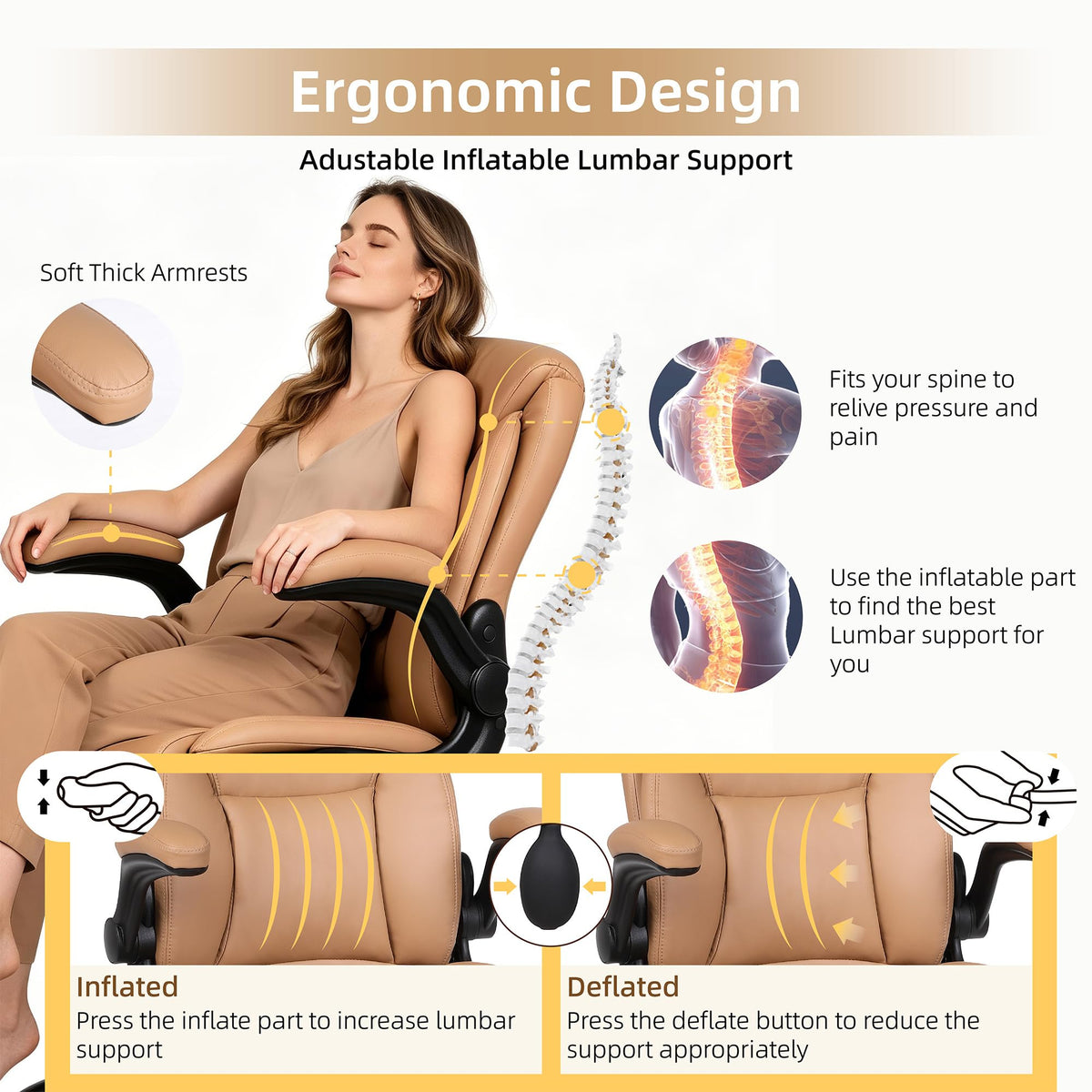 Brown PU Leather Drafting Chair L287510