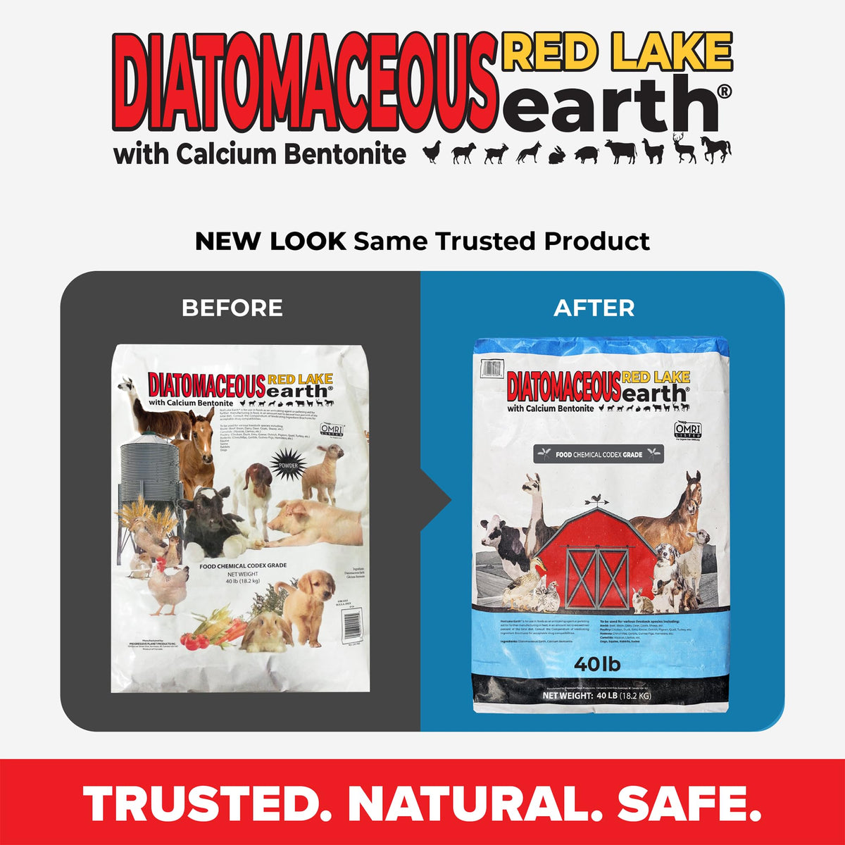 Red Lake Earth Diatomaceous Calcium Bentonite Animal Feed Additive 40Lbs Z4243