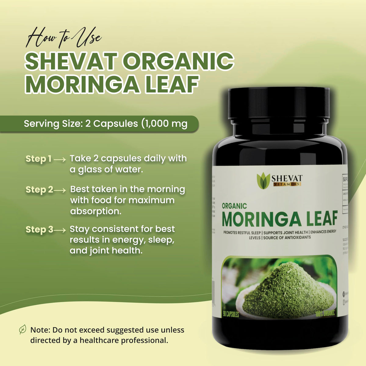 Organic Moringa Leaf Capsules 1000mg 90 Capsules B71317