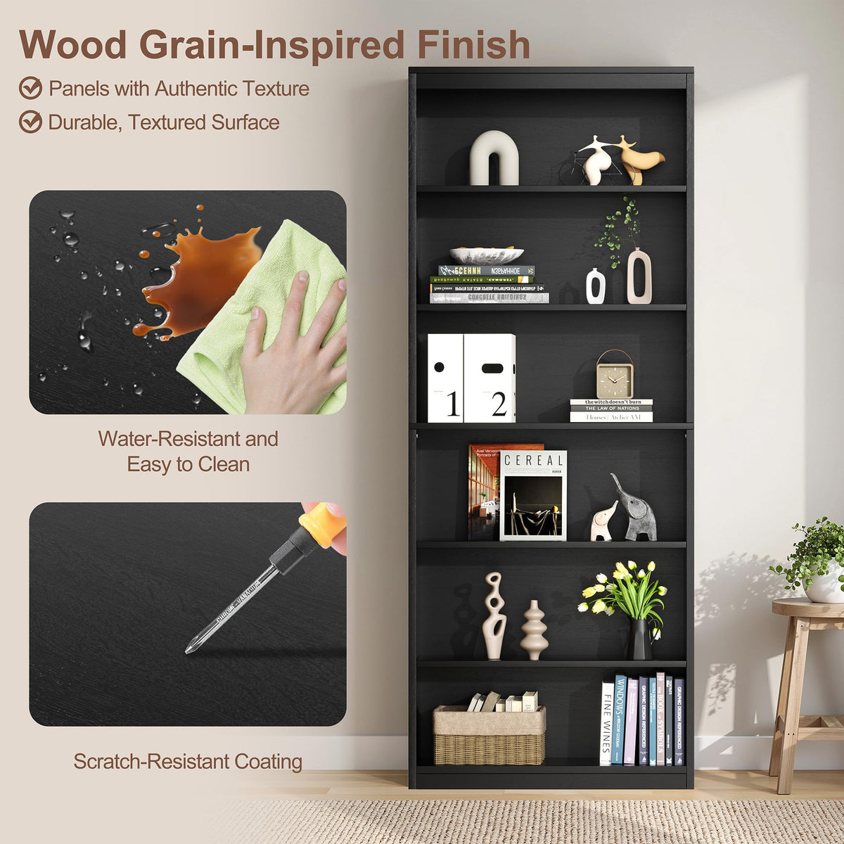 71" H Tall Wood Bookshelf T74042
