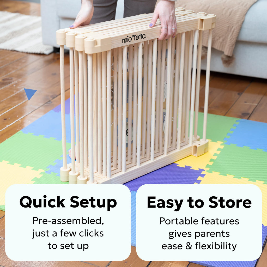 Foldable Wooden Baby Playpen with Gate I11769
