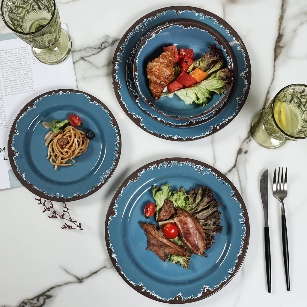 Blue 12-Piece Melamine Dinnerware Set W838344