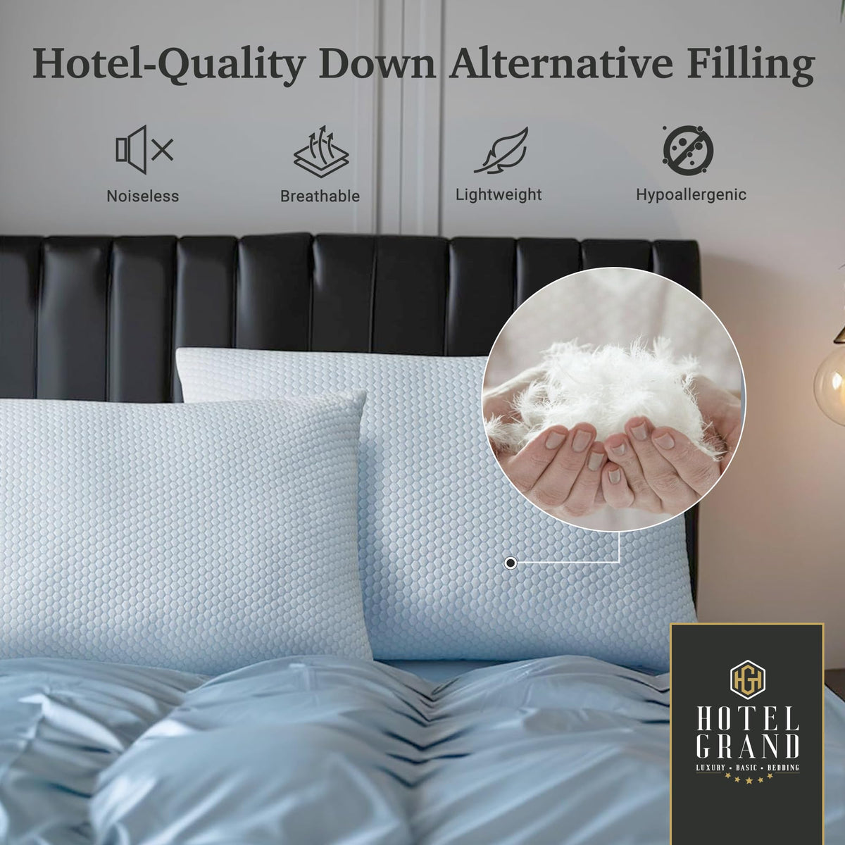 Cooling Soft Low-Profile Pillow King Size Set of 2 D46777