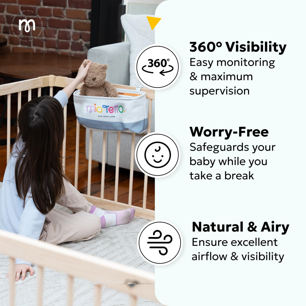 Foldable Wooden Baby Playpen with Gate I11769