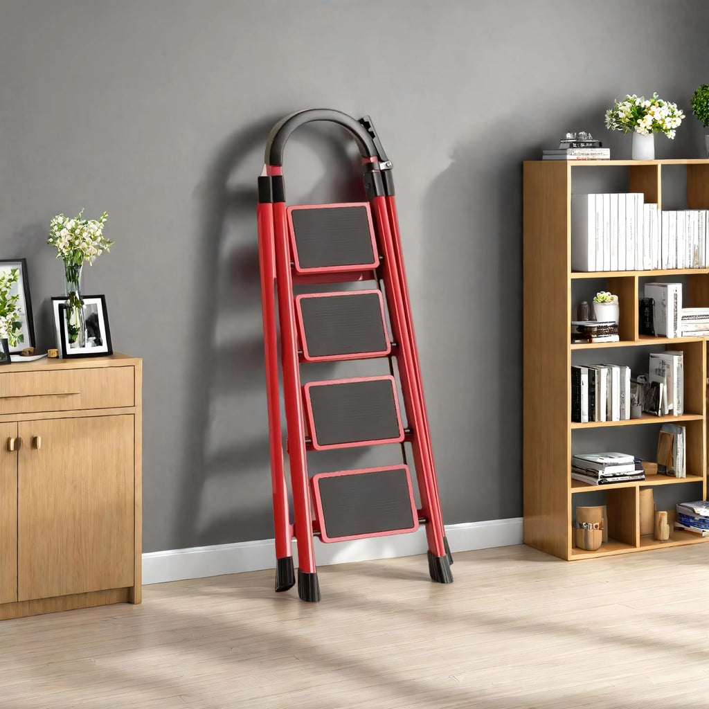 4 Step Folding Ladder with Handrails, Heavy Duty 800 lbs Step Stool K8903