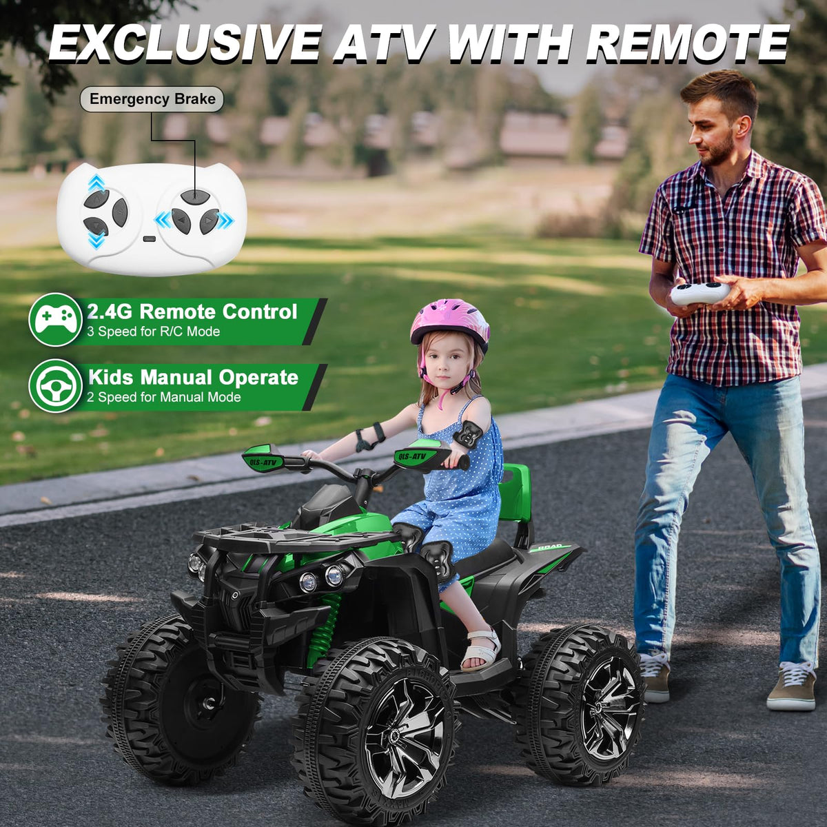 Green 24V 4 Wheeler ATV with Remote Control K454