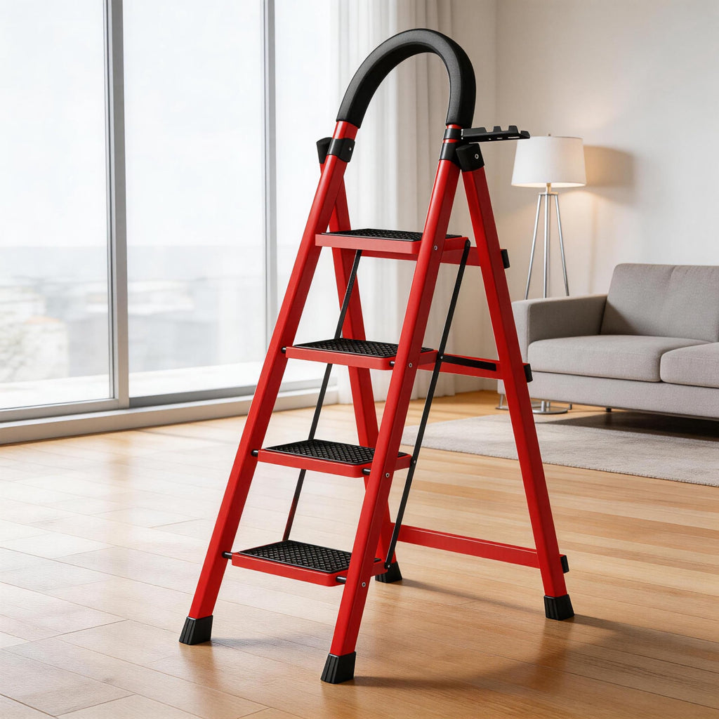 4 Step Folding Ladder with Handrails, Heavy Duty 800 lbs Step Stool K8903