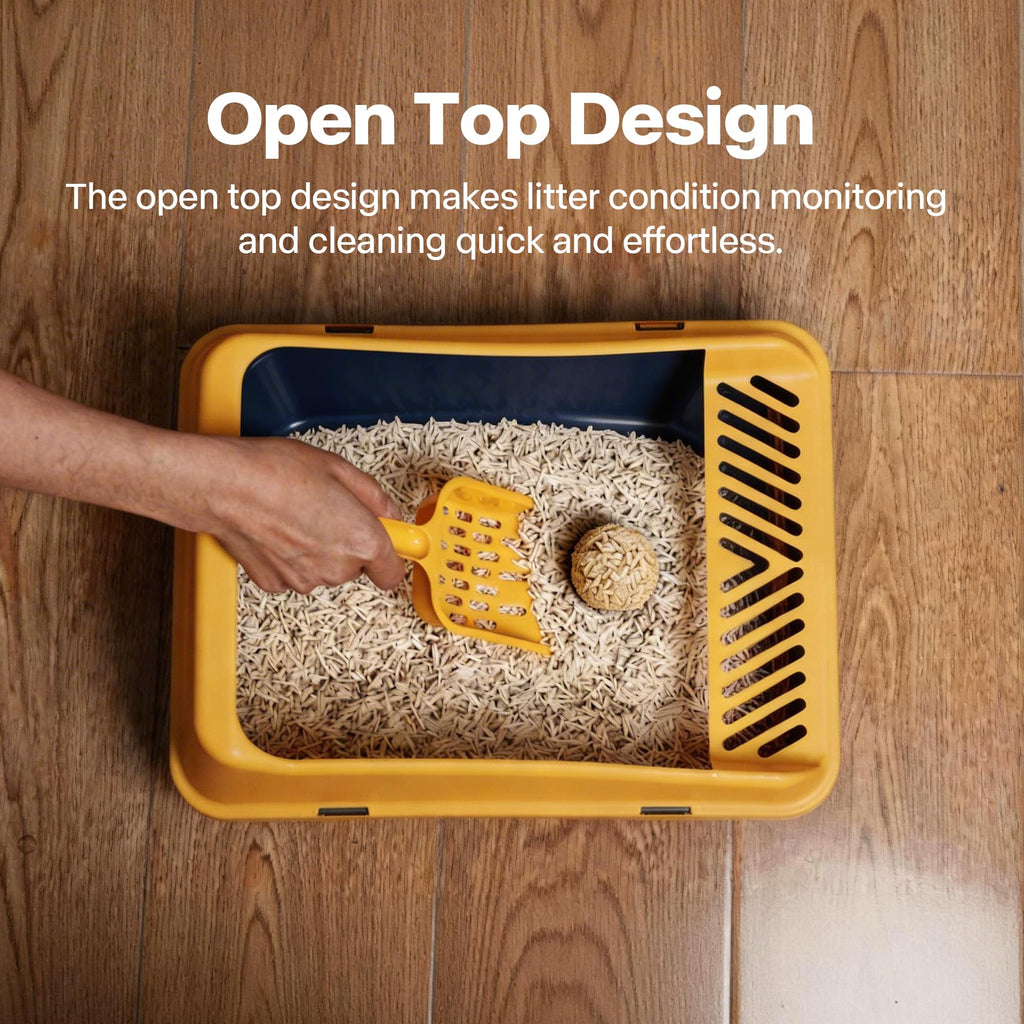 Blue Open Top Cat Litter Box with Scoop and Play Mat P457918