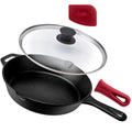 10 Inch Pre-Seasoned Cast Iron Skillet with Lid Q7788