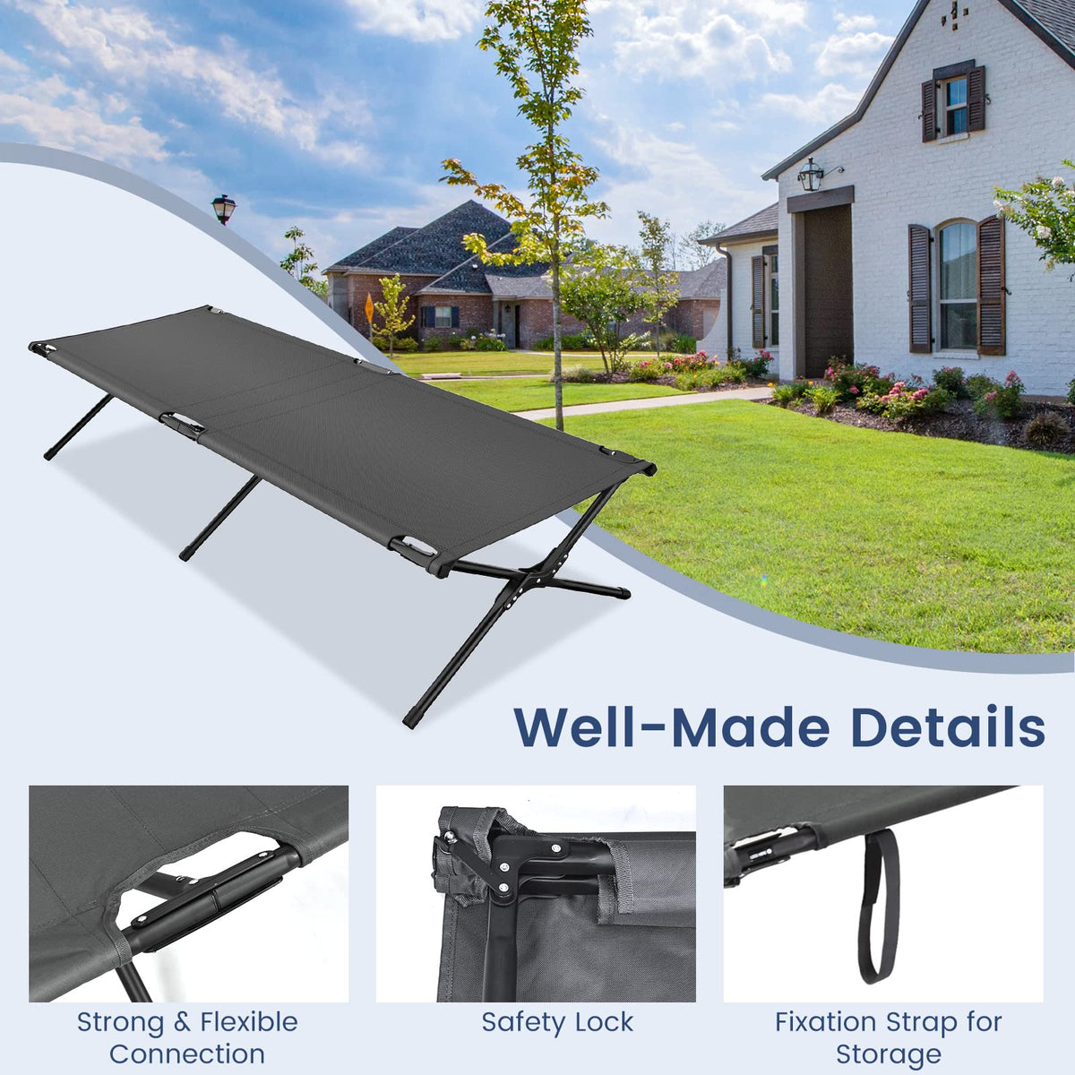 Folding Camping Cot with Carrying Bag I386736