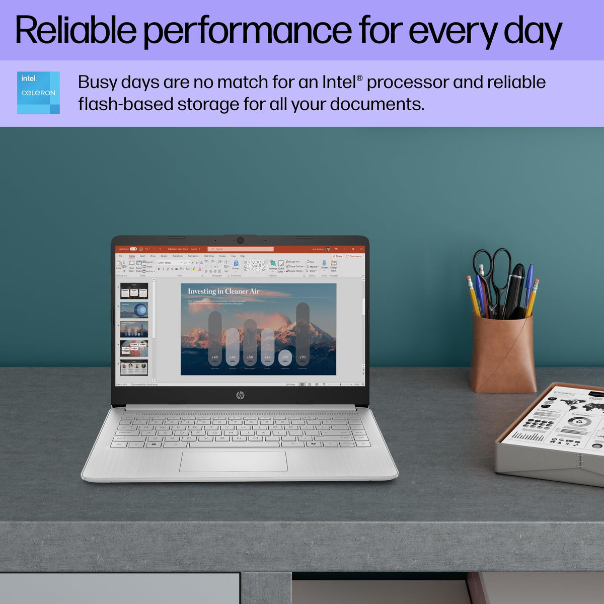 14 inch Laptop, Intel Celeron N4500, 4 GB RAM, 64 GB eMMC, Natural Silver Y6153