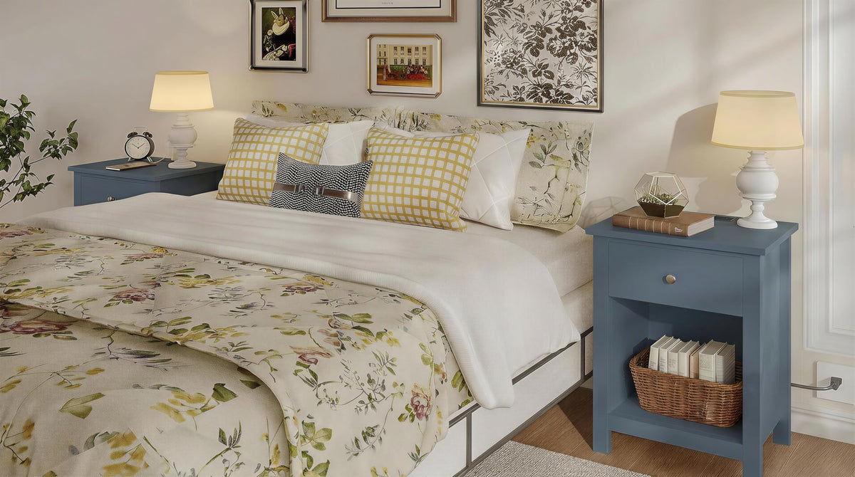Farmhouse Nightstand with Charging Station Set of 2 Y802886
