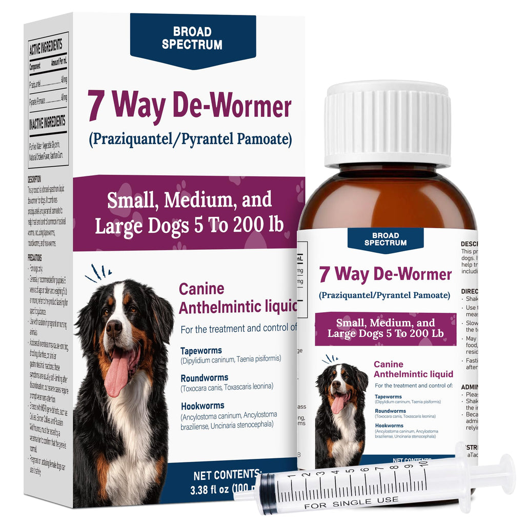 Dog Dewormer Liquid Formula with Praziquantel & Pyrantel Pamoate, 3.38 fl oz U336787