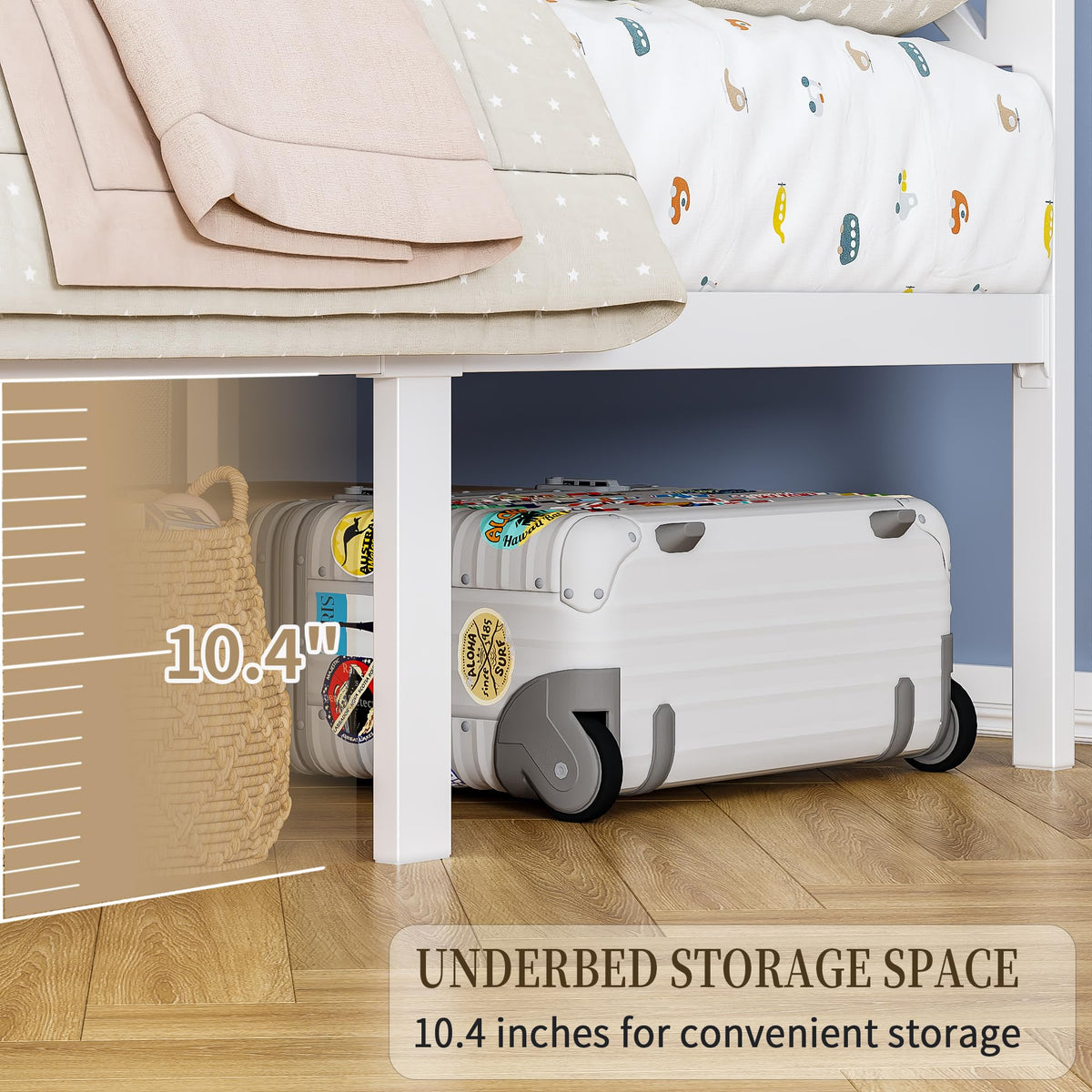 White Twin Metal Bed Frame with USB Charging Station Y39505