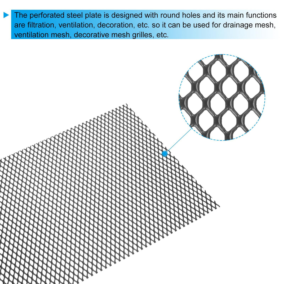 40" x 13" Black Aluminum Diamond Hole Mesh Sheet X5437