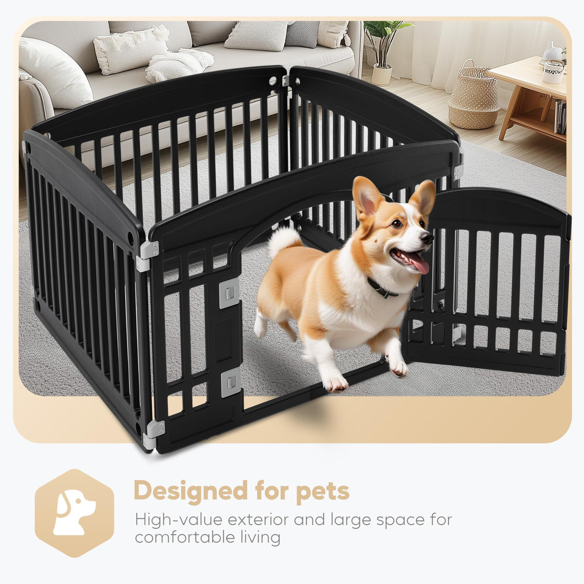 24" 4-Panel Black Dog Playpen X592