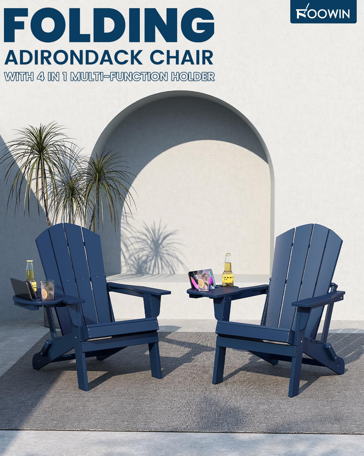 Folding Adirondack Chair Set of 8 with Cup Holder A15929