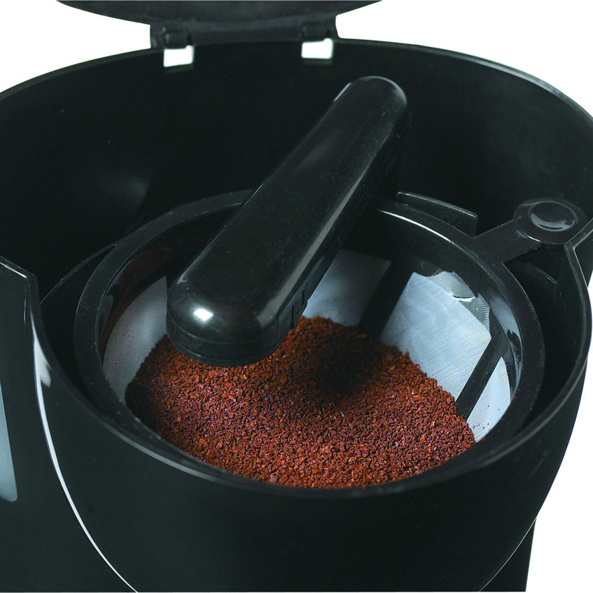 1 Cup Black Mini Drip Coffee Maker with Reusable Mesh Filter J651057