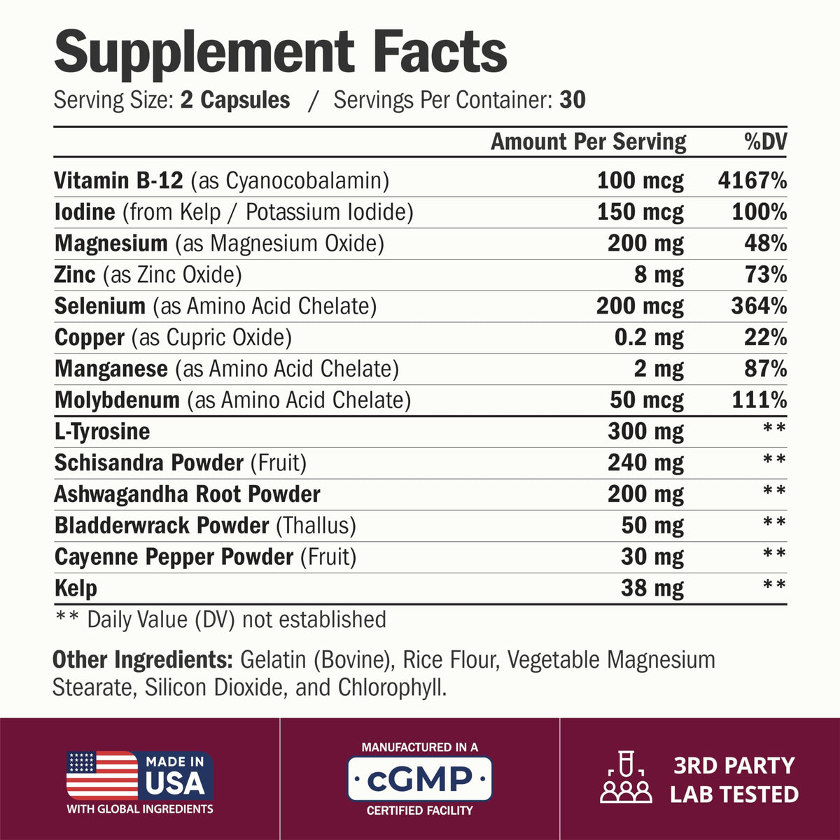 Thyroid Support with Selenium, Iodine & Zinc, 60 Capsules C502