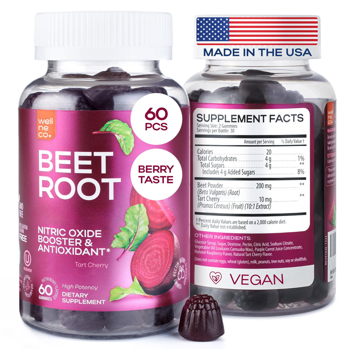 Beet Root Gummies with Tart Cherry, 60 Pcs Z9545