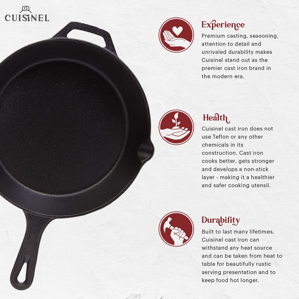 10 Inch Pre-Seasoned Cast Iron Skillet with Lid Q7788
