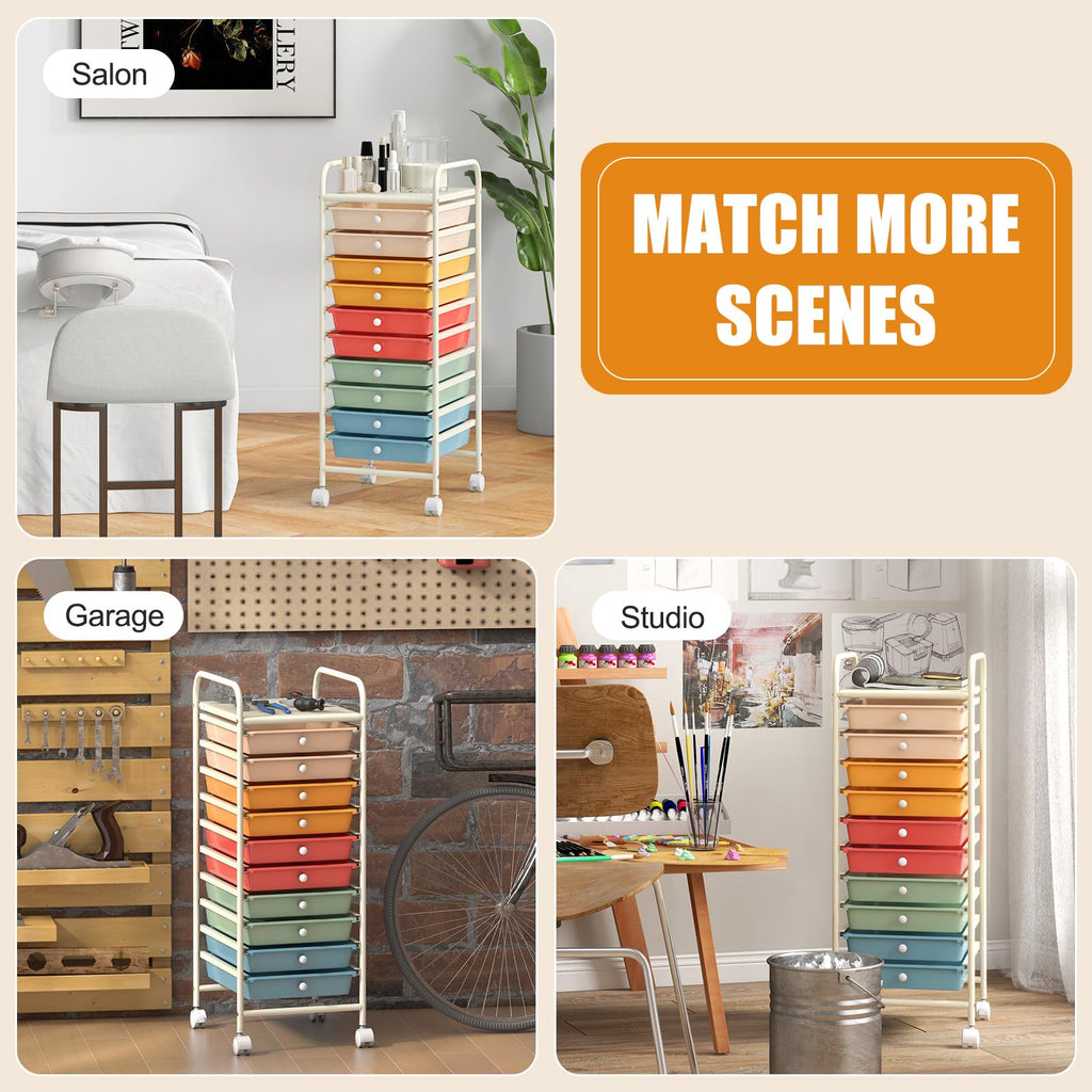 10 Drawer Rolling Storage Cart A7552