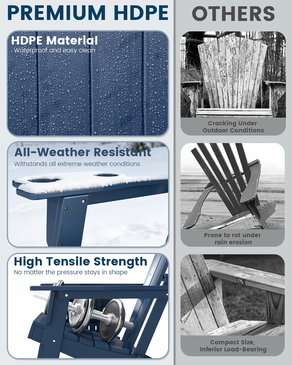 Folding Adirondack Chair Set of 8 with Cup Holder A15929
