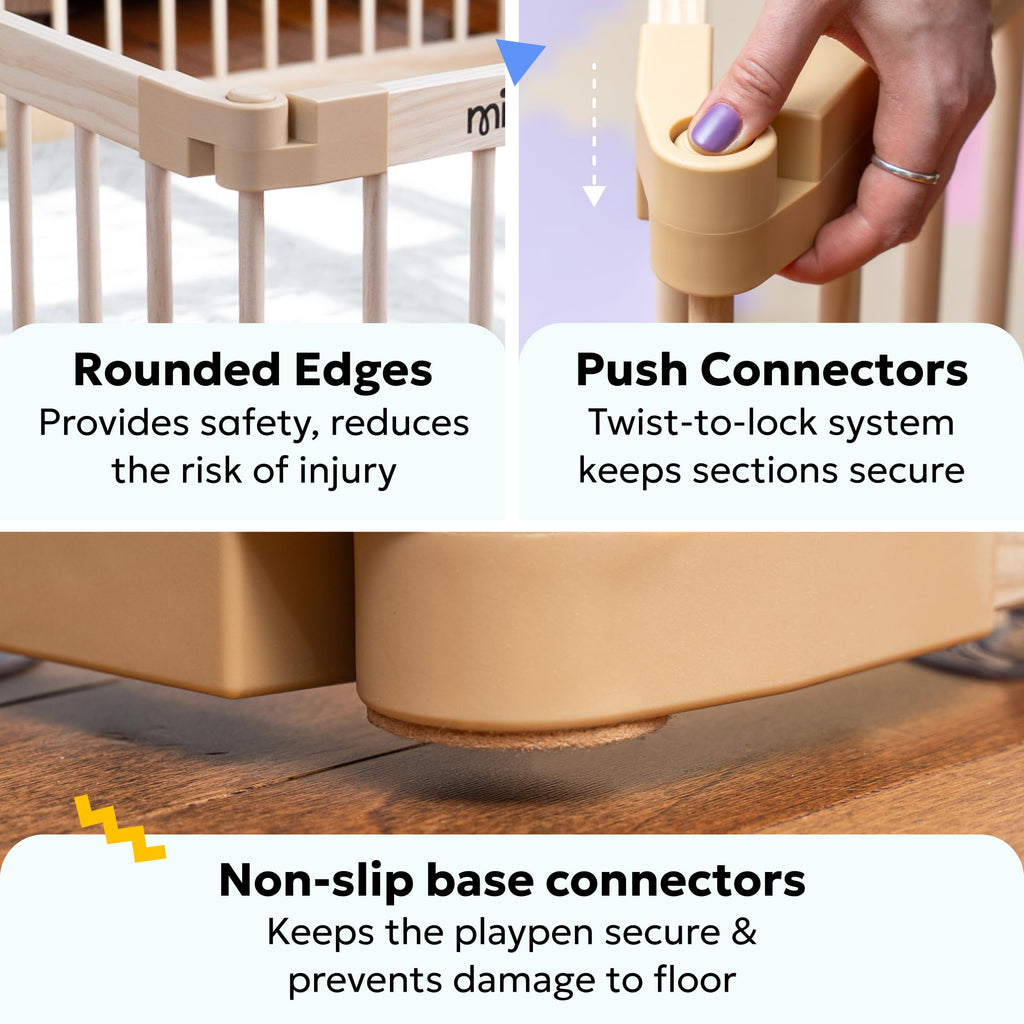 Foldable Wooden Baby Playpen with Gate I11769