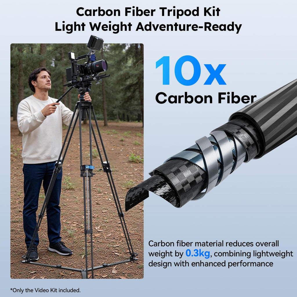 Carbon Fiber Video Tripod with Fluid Head T74326