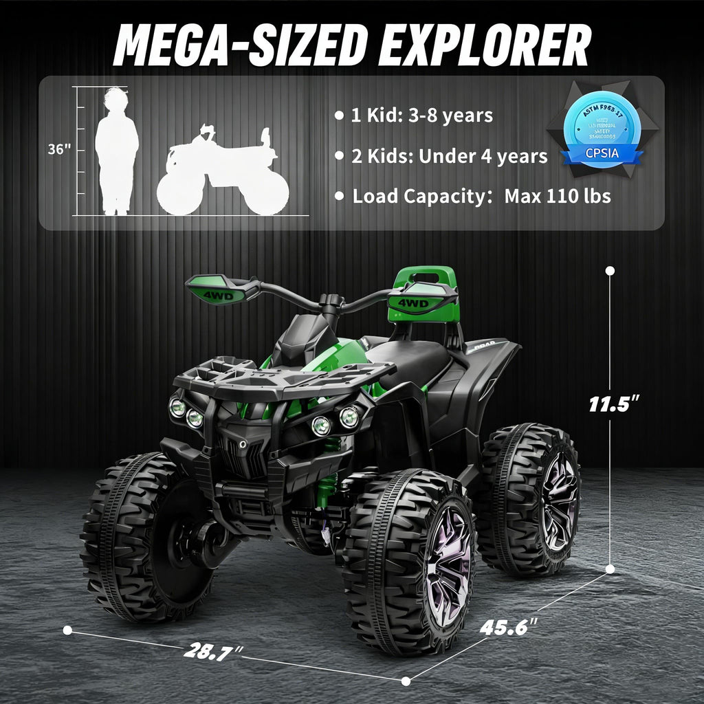 Green 24V 4 Wheeler ATV with Remote Control K454
