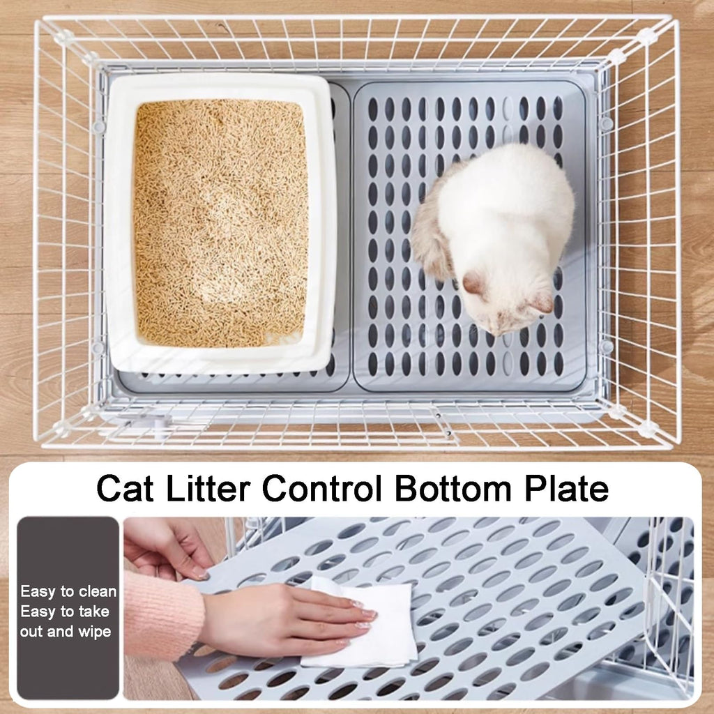 Detachable Metal Wire Cat Enclosure with Litter Box R694907