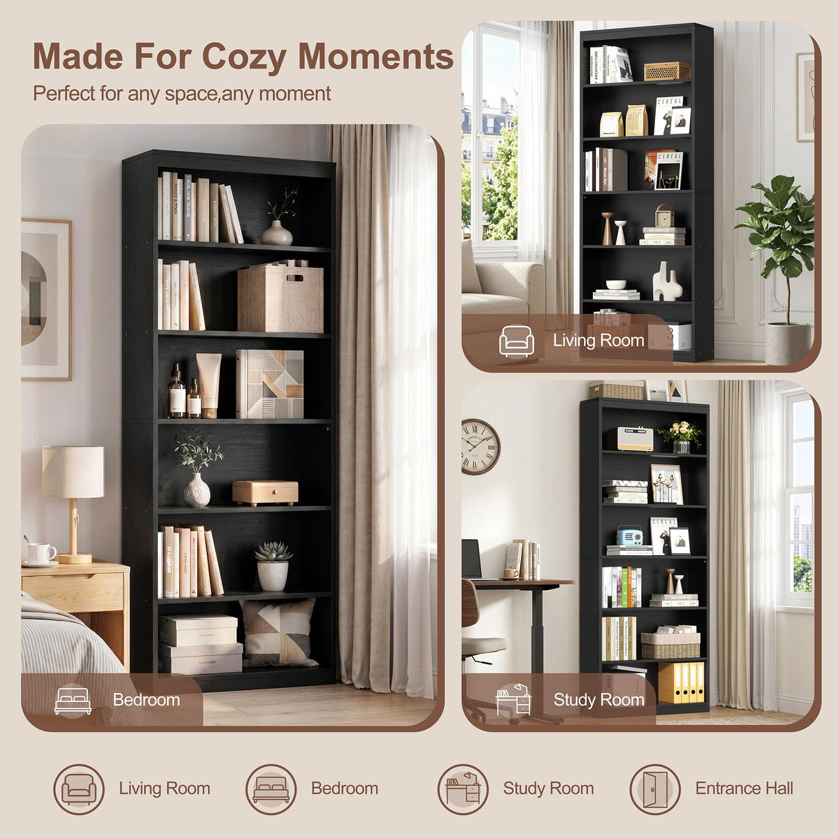 71" H Tall Wood Bookshelf T74042