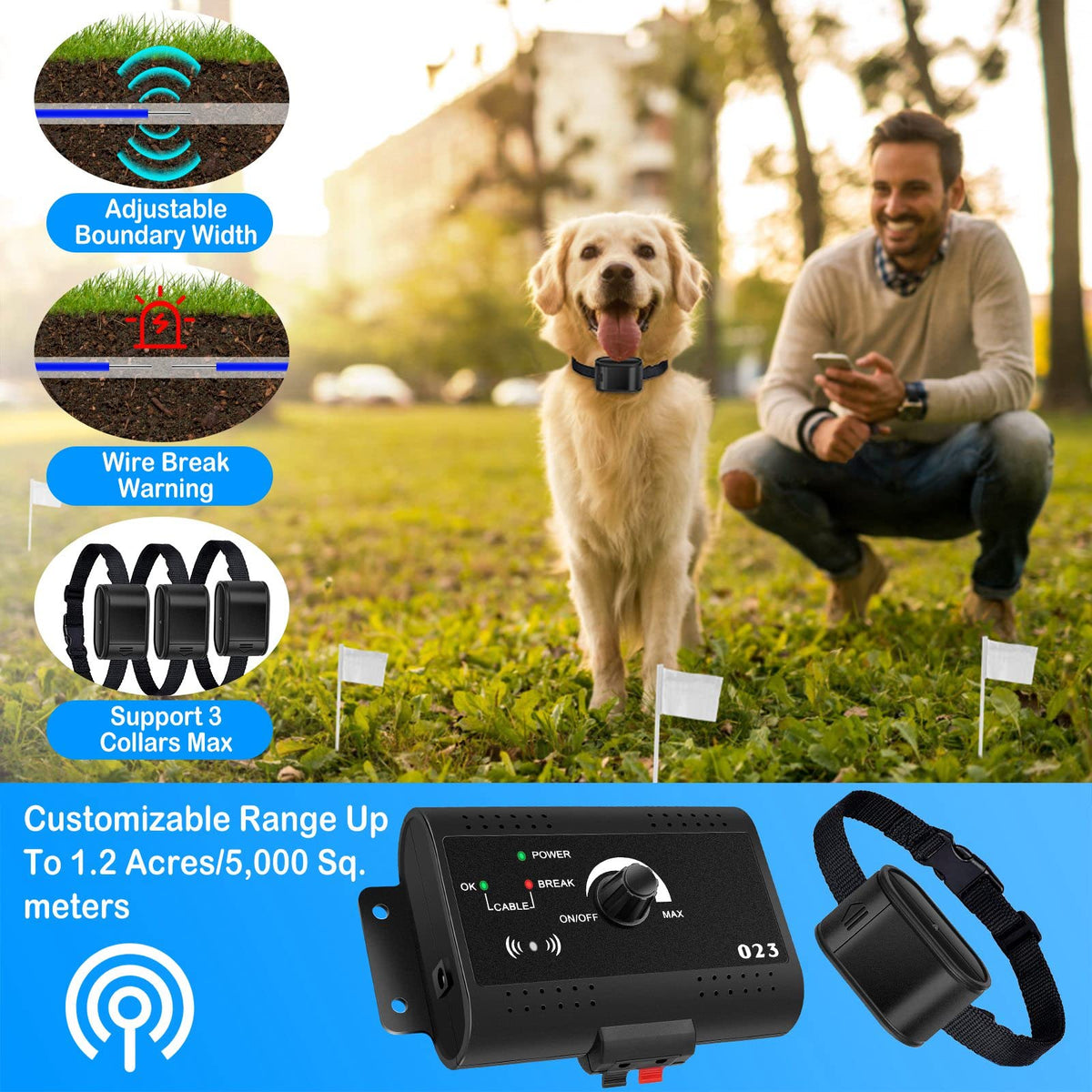 Electric Dog Fence System with Dual Waterproof Shock Collars B45976