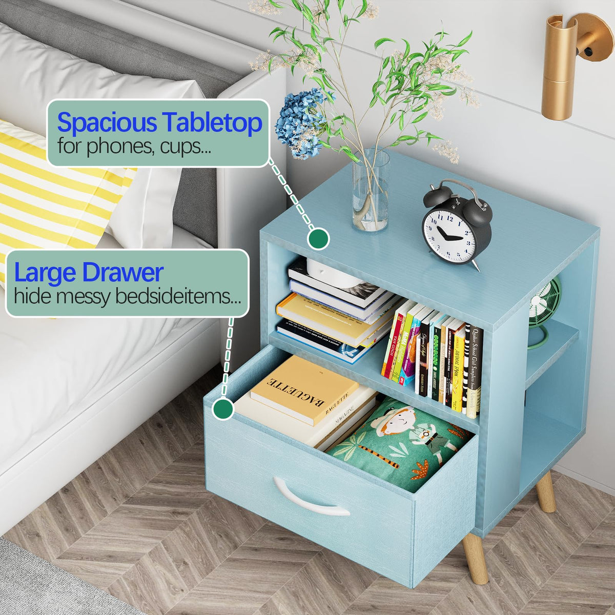 Blue Kids Nightstand with Drawer R22449