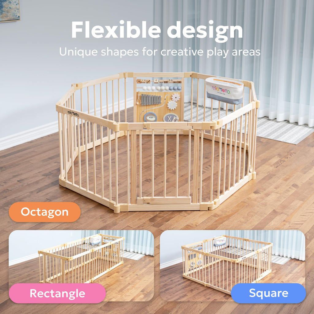 Foldable Wooden Baby Playpen with Gate I11769