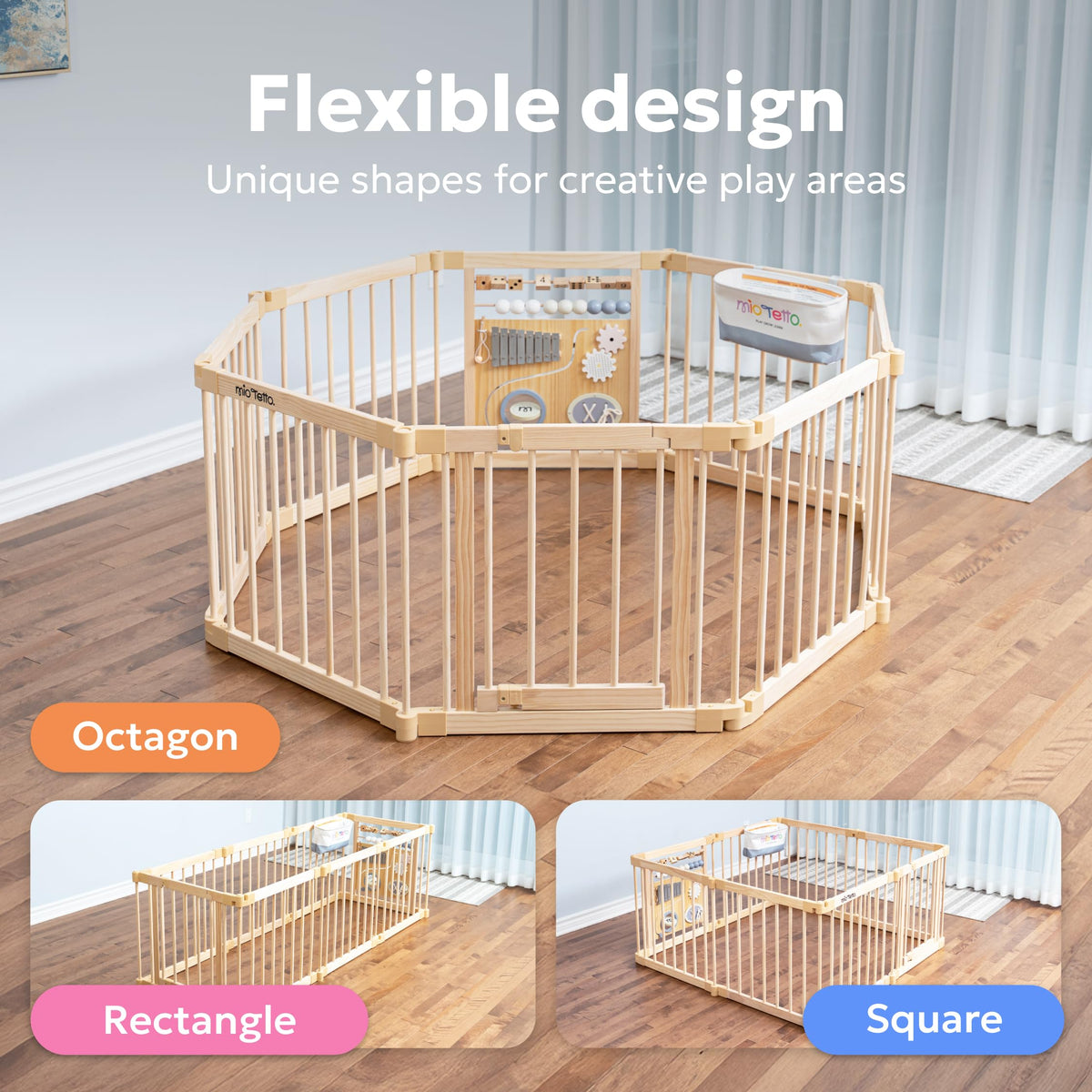 Foldable Wooden Baby Playpen with Gate I11769