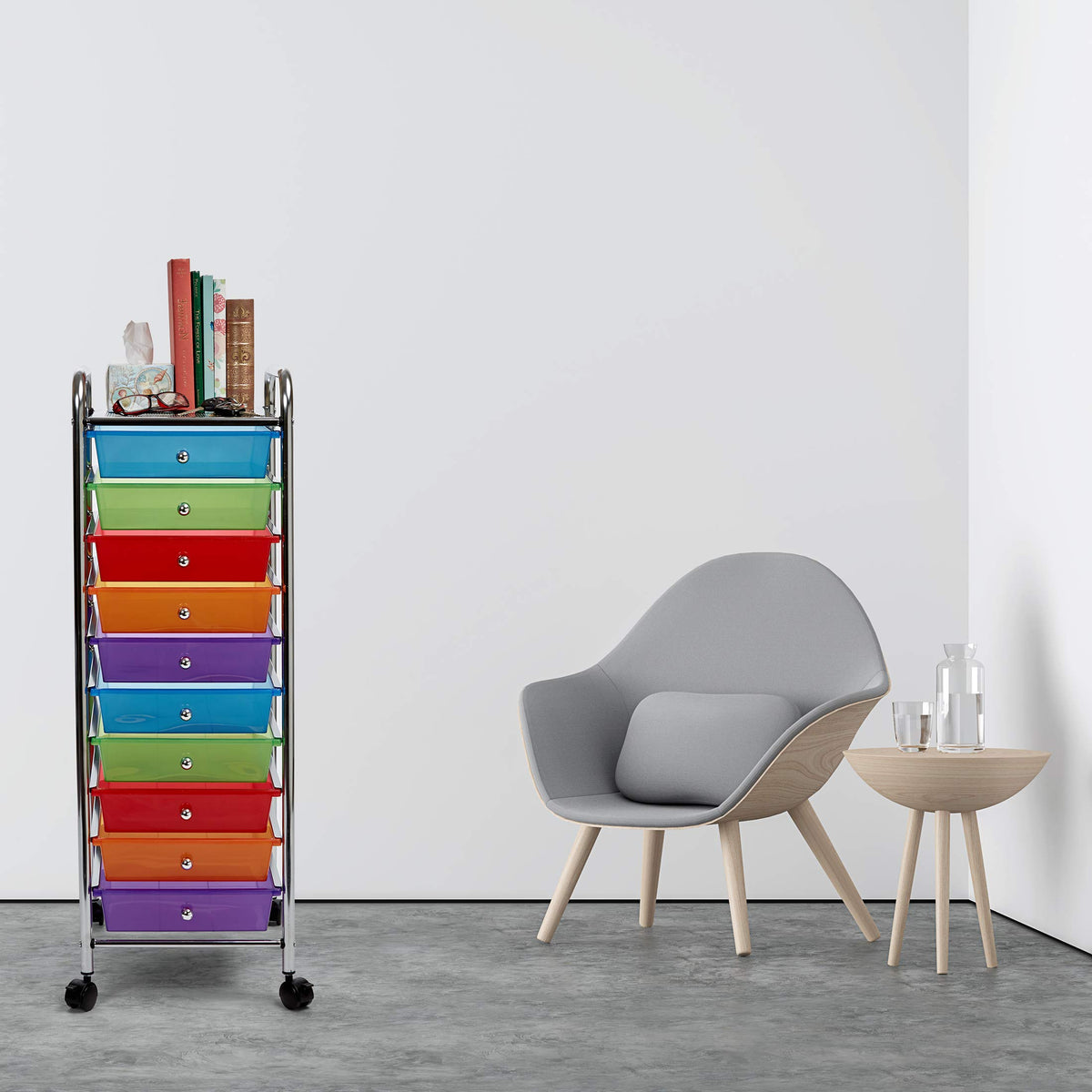 10 Drawer Rolling Storage Cart W6387