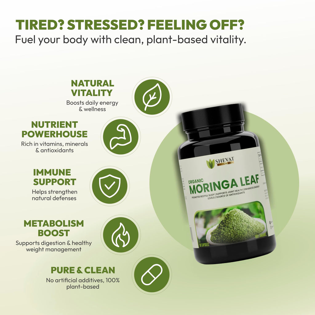 Organic Moringa Leaf Capsules 1000mg 90 Capsules B71317