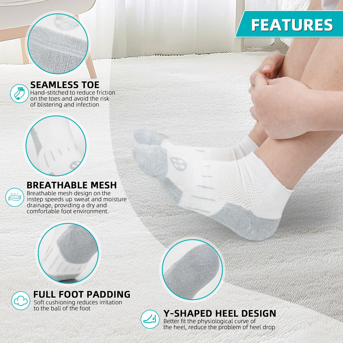 Diabetic Socks for Men, 10 Pairs Ankle & Low Cut Size 9-15 A406
