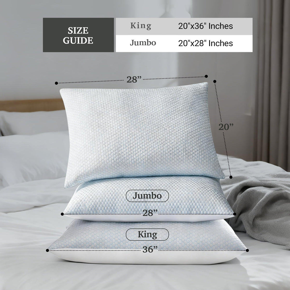 Cooling Soft Low-Profile Pillow King Size Set of 2 D46777