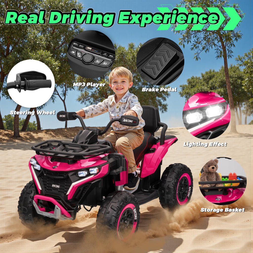 24V Kids ATV Four Wheeler with EVA Tires, 2 Seater, 800W Motors, Remote Control, Pink V47291