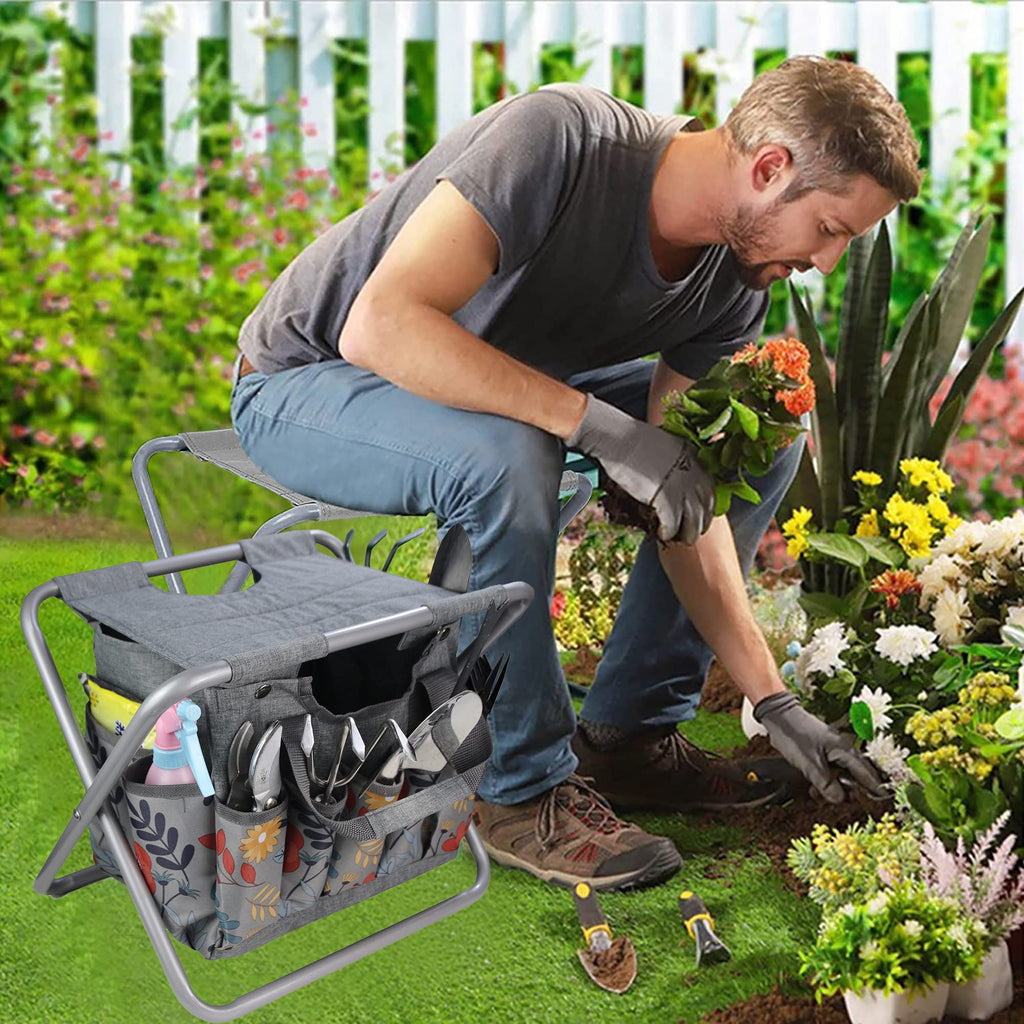 Folding Gardening Stool with Storage Tote Bag Q543664