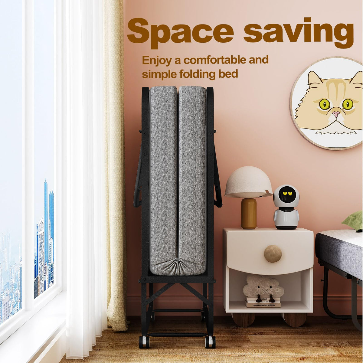 Folding Bed with Memory Foam Mattress Y306999