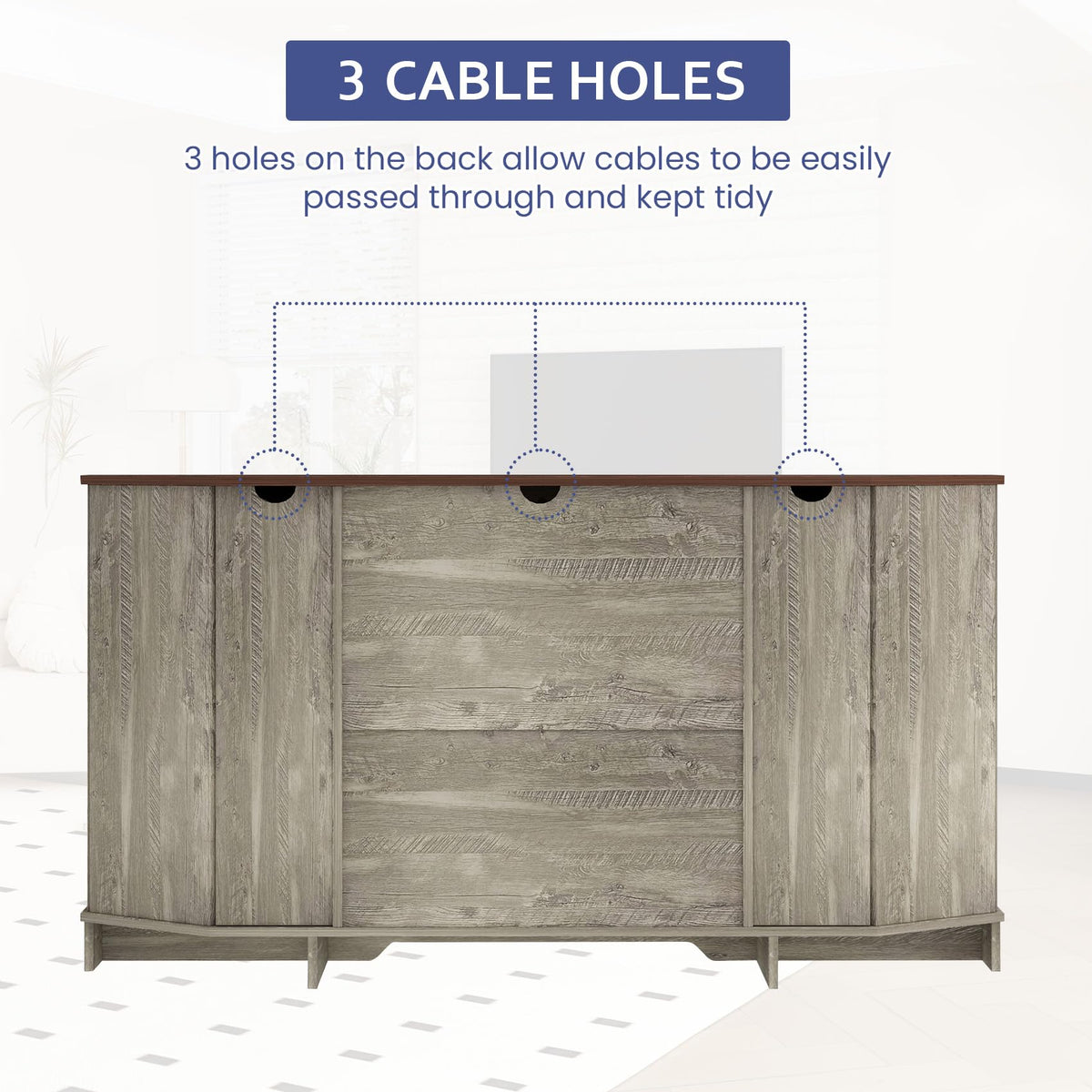 Corner TV Stand with Sliding Barn Door & Removable Shelves M6816