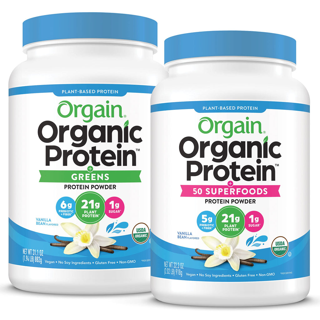 Organic Vegan Protein Powder + Greens, Creamy Chocolate Fudge, Vanilla Bean I6075