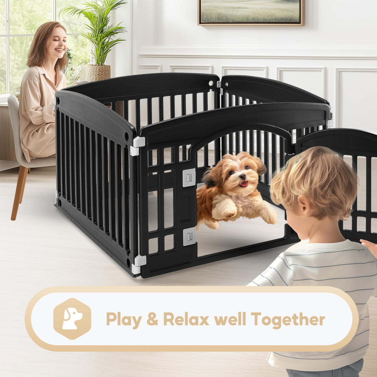 24" 4-Panel Black Dog Playpen X592