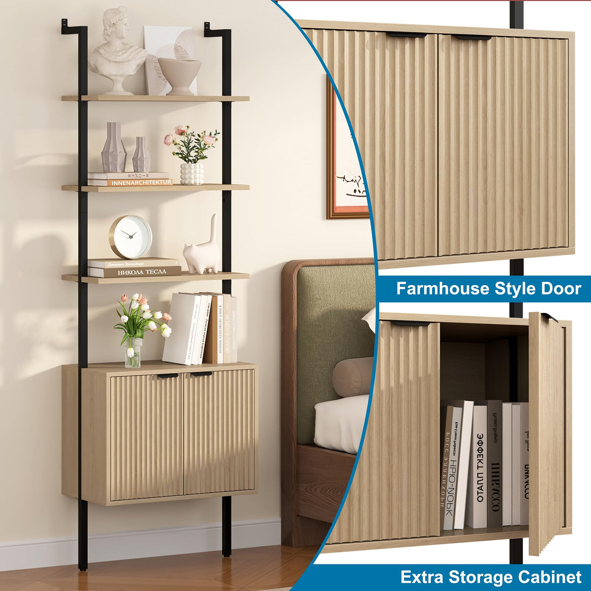 73" Tall Bookshelf with Cabinet C155584
