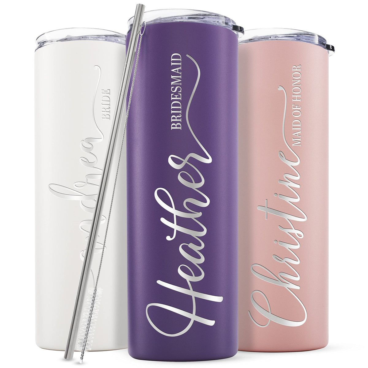 Set of 3 20 Oz Skinny Tumbler with Straw B590